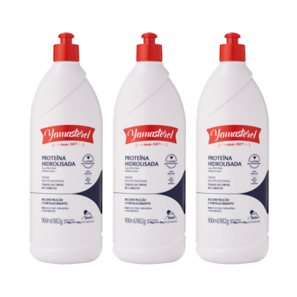 Kit 3 Yamasterol Branco Proteína Hidrolisada 900ml Yamá