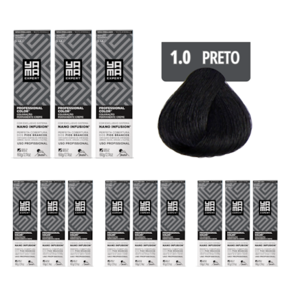 Kit C/12 Colorações Prof Color Nano 1.0 Preto - Yamá