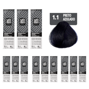 Kit C/12 Colorações Prof Color Nano 1.1 Preto Azulado