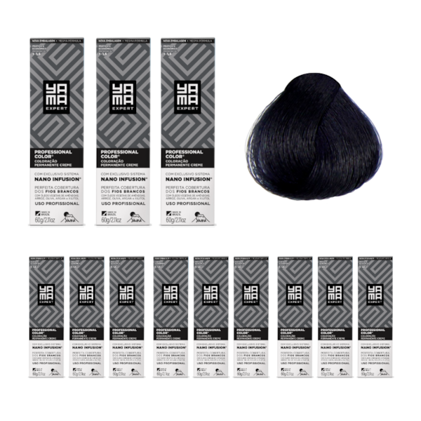 Kit C/12 Colorações Prof Color Nano 1.1 Preto Azulado-1dbca907-a9b9-4490-b150-d72140c01650