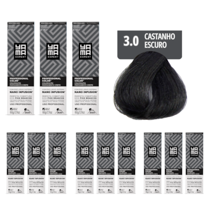 Kit C/12 Colorações Prof Color Nano 3.0 Castanho Escuro