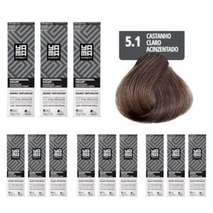 Kit C/12 Colorações Prof Color Nano 5.1 Castanho Claro Acinz Yamá