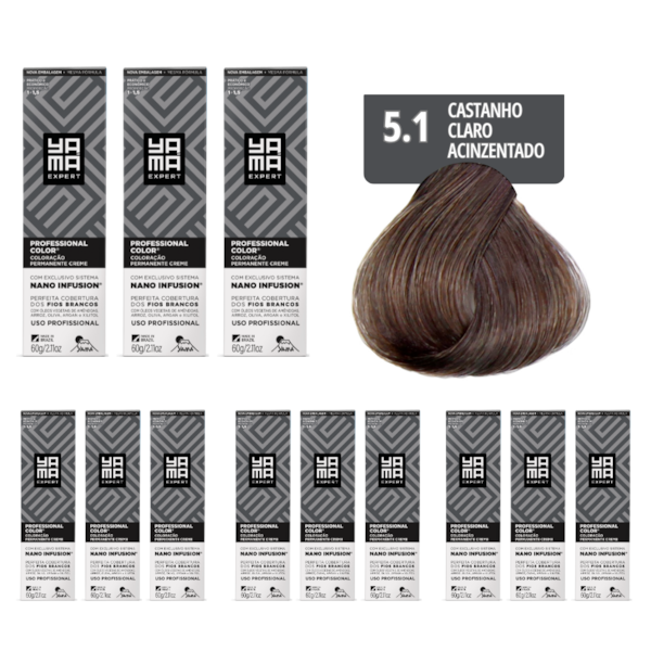 Kit C/12 Colorações Prof Color Nano 5.1 Castanho Claro Acinz Yamá-79131a4d-f5bd-4f84-bbbe-41bdb47a388c
