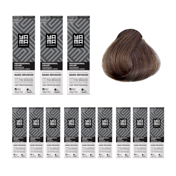 Kit C/12 Colorações Prof Color Nano 5.1 Castanho Claro Acinz Yamá-9106db4c-a4fb-4dba-b76e-80221546b3fd