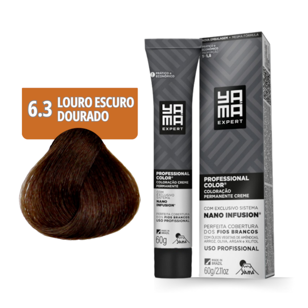 Kit C/12 Colorações Prof Color Nano 6.3 Louro Escuro Dourado Yamá-64b979e6-1beb-4a38-99bb-7fd30b41c153