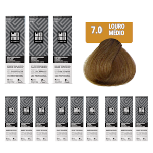 Kit C/12 Colorações Prof Color Nano 7.0 Louro Médio Yamá