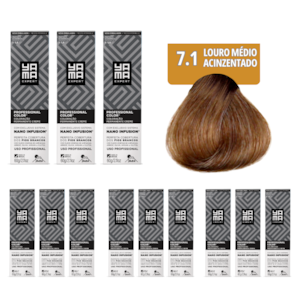 Kit C/12 Colorações Prof Color Nano 7.1 Louro Médio Acinz Yamá
