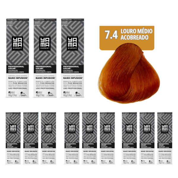 Kit C/12 Colorações Prof Color Nano 7.4 Louro Médio Acobreado Yamá-ea78d7aa-7c65-4b01-b1b1-39694c82c954