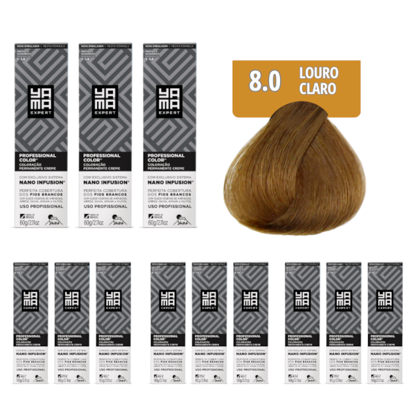 Kit C/12 Colorações Prof Color Nano 8.0 Louro Claro Yamá-4d5d679d-553e-431d-b6a3-f9cca989e4d9