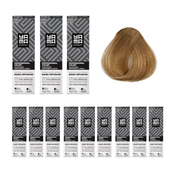 Kit C/12 Colorações Prof Color Nano 8.3 Louro Claro Dourado Yamá-be989ccd-d915-404f-a411-30e2aa371b28