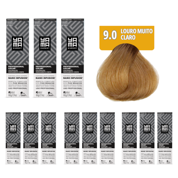 Kit C/12 Colorações Prof Color Nano 9.0 Louro Muito Claro Yamá-1c960abe-9164-4268-8656-2f28743e6ffe