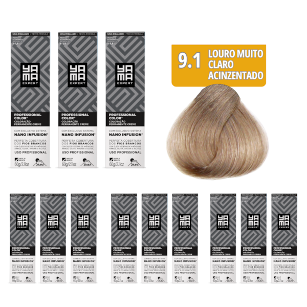 Kit C/12 Colorações Prof Color Nano 9.1 Louro Muito Claro Acinzentado Yamá-f23be978-fab1-4cc6-ab28-a5e3f2f40993