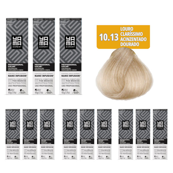 Kit C/12 Colorações Prof Color Nano Infusion 10.13 Louro Claríssimo Acin Dourado-cc69109a-7046-4869-93d8-a5c98ecfb3b1