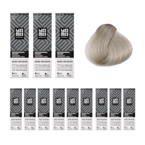 Kit C/12 Colorações Prof Color Nano Infusion 12.11 Louro Extra Claro Cinza Yamá