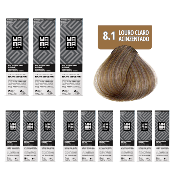 Kit C/12 Colorações Prof Color Nano Infusion 8.1 Louro Claro Acinzentado Yamá-38d5b12d-1ce8-4433-b065-66239e329416