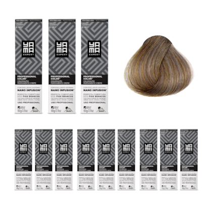 Kit C/12 Colorações Prof Color Nano Infusion 8.1 Louro Claro Acinzentado Yamá