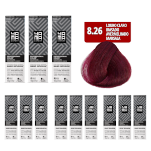 Kit C/12 Colorações Prof Color Nano Infusion 8.26 Louro Claro Irisado Ave Marsala