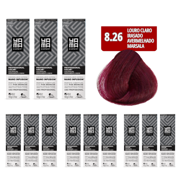 Kit C/12 Colorações Prof Color Nano Infusion 8.26 Louro Claro Irisado Ave Marsala-b531e936-9040-425c-bbc2-d8fa87053f98