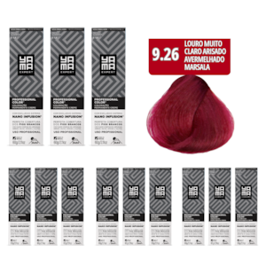 Kit C/12 Colorações Prof Color Nano Infusion 9.26 Louro Mt Claro Irisado Av Marsa