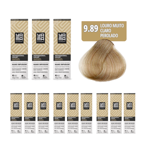Kit C/12 Colorações Prof Color Nano Infusion 9.89 Louro Muito Claro Perolado Yamá-323bf70f-31ee-4086-98c3-1e0acd073263
