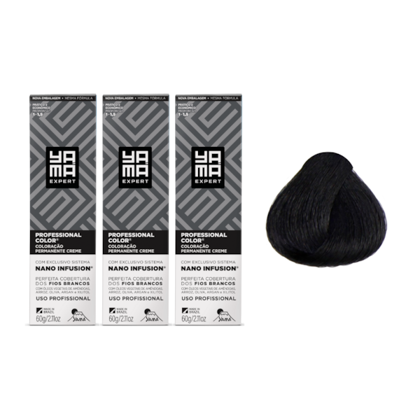 Kit C/3 Colorações Prof Color Nano 1.0 Preto - Yamá-8774f375-bdea-4f53-940d-3bd41a02eaf6