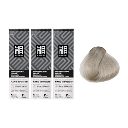 Kit C/3 Colorações Prof Color Nano Infusion 12.11 Louro Extra Claro Cinza Yamá
