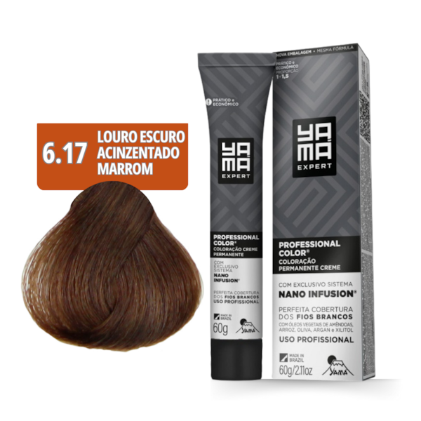 Kit C/3 Colorações Prof Color Nano Infusion 6.17 Louro Escuro Acin. Marrom Yamá-60931b56-df63-43a9-a3ea-16d727c41829