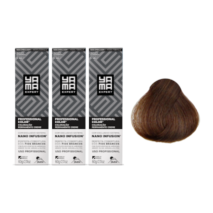 Kit C/3 Colorações Prof Color Nano Infusion 6.17 Louro Escuro Acin. Marrom Yamá