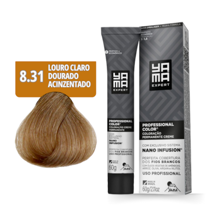 Kit C/3 Colorações Prof Color Nano Infusion 8.31 Louro Claro Dourado Acinz Yamá