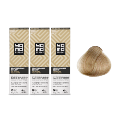 Kit C/3 Colorações Prof Color Nano Infusion 9.89 Louro Muito Claro Perolado Yamá