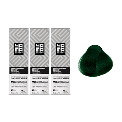 Kit C/3 Colorações Prof Color Nano Mix Verde Yamá