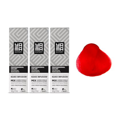 Kit C/3 Colorações Prof Color Nano Mix Vermelho Yamá