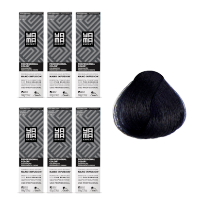 Kit C/6 Colorações Prof Color Nano 1.1 Preto Azulado