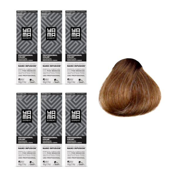Kit C/6 Colorações Prof Color Nano 7.1 Louro Médio Acinz Yamá-22055a5a-622a-4af2-a927-3cd3c519734f