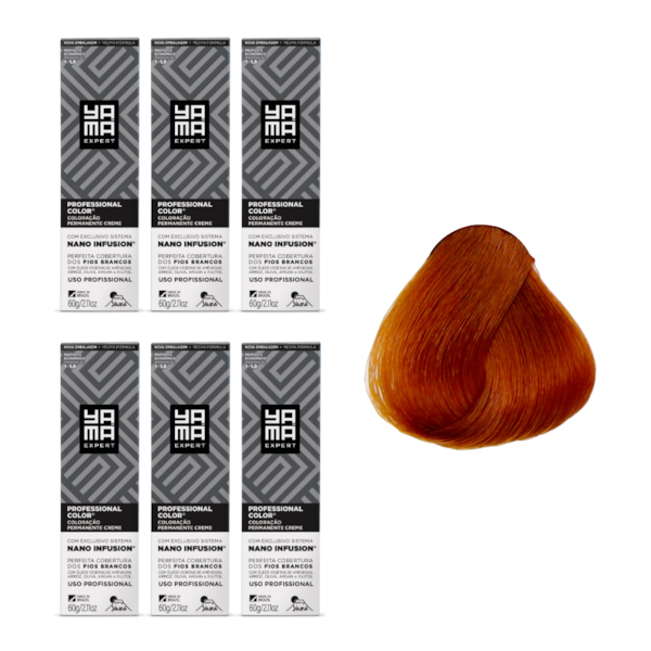 Kit C/6 Colorações Prof Color Nano 7.4 Louro Médio Acobreado Yamá-1b843556-d2ae-4568-9e72-e8724e04c9b5