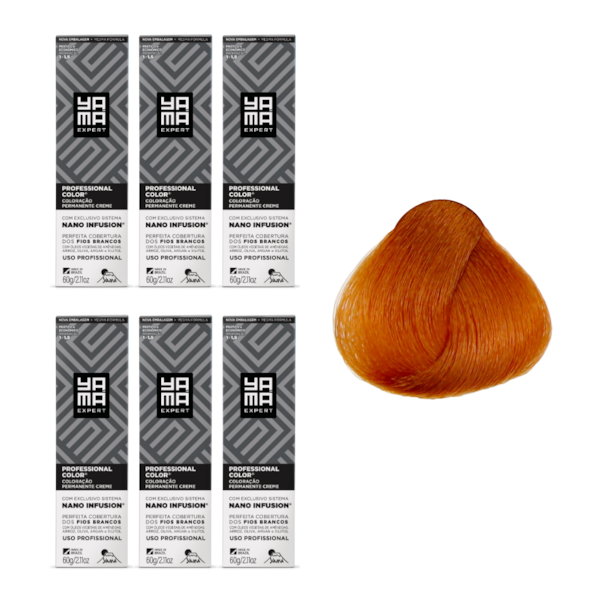 Kit C/6 Colorações Prof Color Nano 8.4 Louro Claro Acobreado Yamá-3c9c8371-c6a6-40cc-a501-34c2a1bf87f6