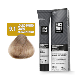 Kit C/6 Colorações Prof Color Nano 9.1 Louro Muito Claro Acinzentado Yamá