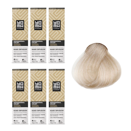 Kit C/6 Colorações Prof Color Nano Infusion 12.89 Louro Ex Claro Pérola Yamá