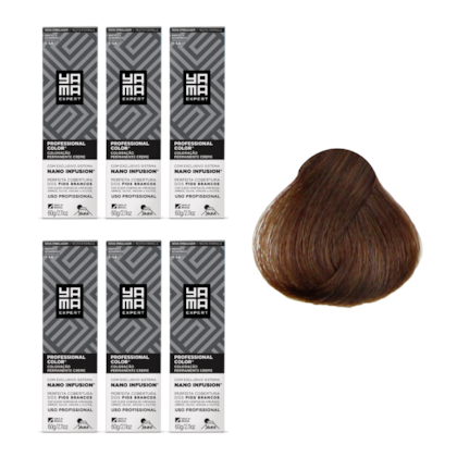 Kit C/6 Colorações Prof Color Nano Infusion 6.17 Louro Escuro Acin. Marrom Yamá