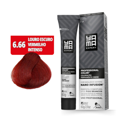 Kit C/6 Colorações Prof Color Nano Infusion 6.66 Louro Escuro Vermelho Intenso