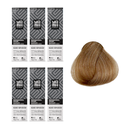 Kit C/6 Colorações Prof Color Nano Infusion 8.31 Louro Claro Dourado Acinz Yamá