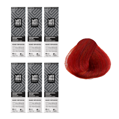 Kit C/6 Colorações Prof Color Nano Infusion 8.66 Louro Claro Vermelho Yamá