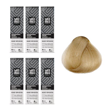 Kit C/6 Colorações Prof Color Nano Infusion 9.13 Louro Muito Claro Acinz Dourado