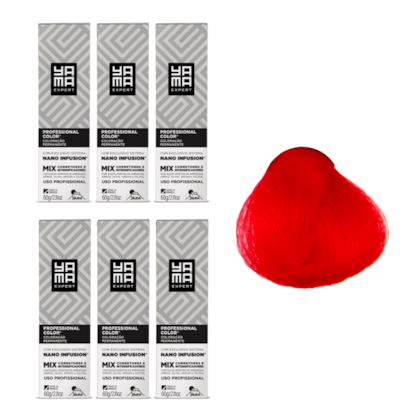 Kit C/6 Colorações Prof Color Nano Mix Vermelho Yamá