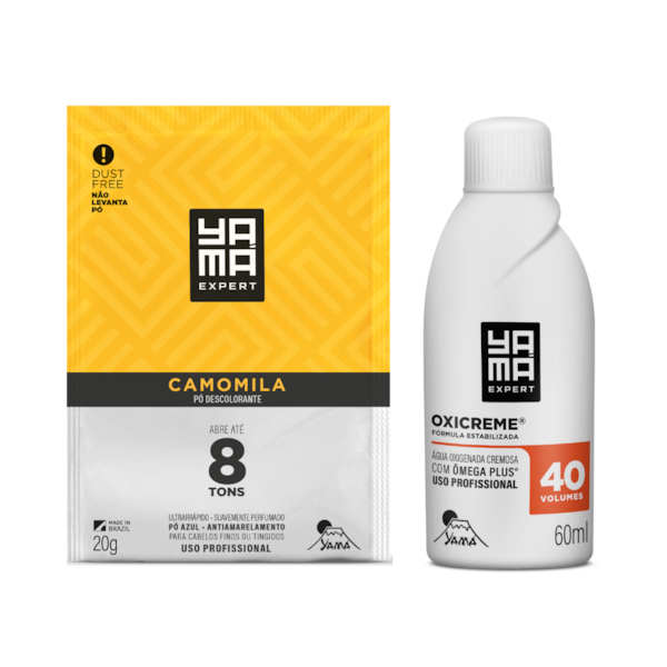 Kit Clareador Pó Descolorante Camomila 20g + Água Oxigenada Cremosa Yamá 40Vol 60ml-3f28c0ed-0462-4dc7-925a-4c1bd382b4ae
