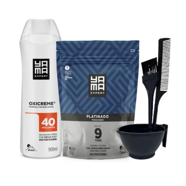 Kit Clareador Pó Descolorante Platinado 300g + Água Oxigenada  40V 900ml + Kit Preparo-50bdca9c-194b-453b-8e8b-778158ff9df0