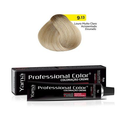 Kit Coloração Yamá Creme Professional Color Nano Infusion 9.13 Louro Muito Claro Acinzentado Dourado + Ox 30v 100ml