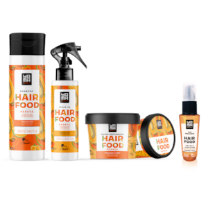 Kit Hair Food Papaya Yamá Shampoo + Leave-in + Máscara + Óleo Finalizador