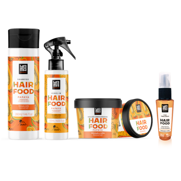 Kit Hair Food Papaya Yamá Shampoo + Leave-in + Máscara + Óleo Finalizador-214ba3a8-c3b5-4fde-880f-0465f302ac1c
