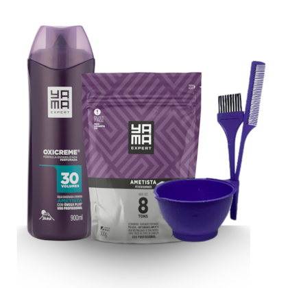 Kit Pó Descolorante Ametista 300g + Água Oxigenada Ametista 30V 900ml + Kit Preparo
